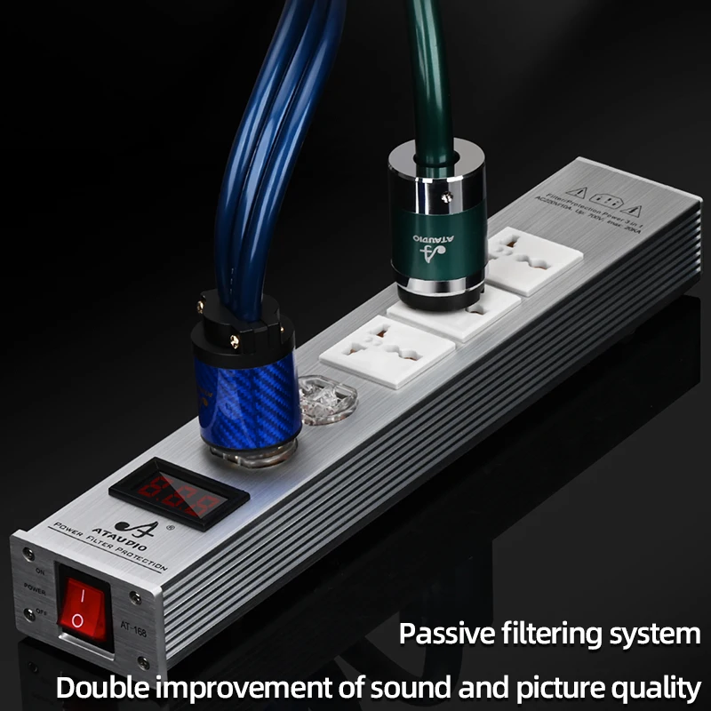 Tomada Universal de Alta Fidelidade Filtro de Energia Áudio 220v 10a Eua Plug Saída Áudio Purificador Proteção contra Raios ac - Image 5