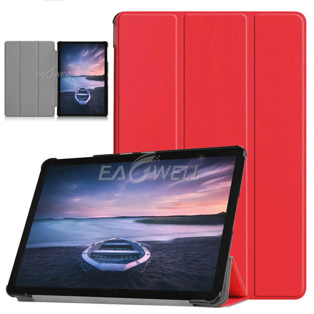Трехслойный умный чехол для Samsung Galaxy Tab A 10,5 дюймов SM-T590 T595 T597 чехол из искусственной кожи с откидной крышкой - Цвет: Red