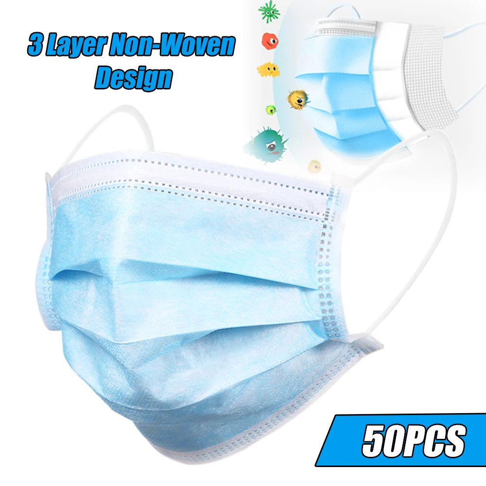 

CZ US STOCK 24H Shipping 50-200 pcs Disposable Face Filter Mask 3-ply Soft Breathable Protective respirator for N95 KF94 FFP2