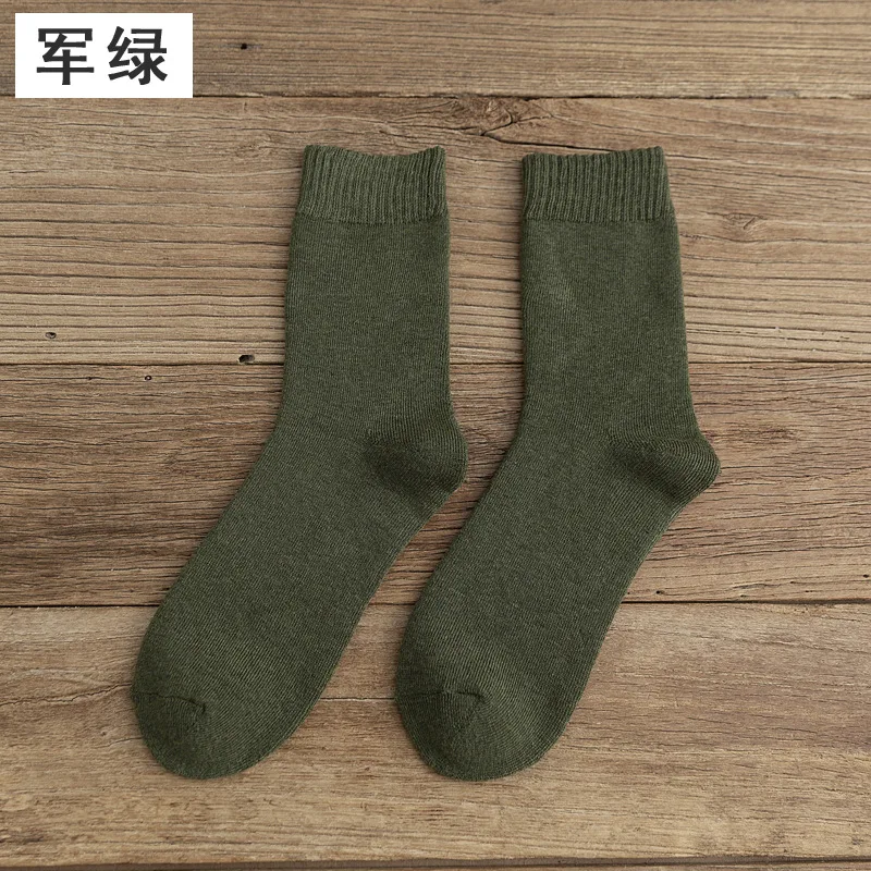 Army green 1 новые зимние толстые теплые махровые мужские носки винтажные рождественские однотонные носки цветные носки с кольцами хлопковые носки - Цвет: Army green