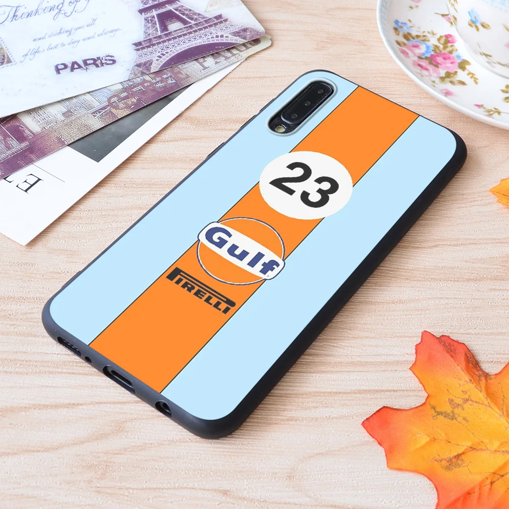 

Gulf Oil Racing Colours Print Soft Silicone Matt Case For Samsung Galaxy S Note and Galaxy A
