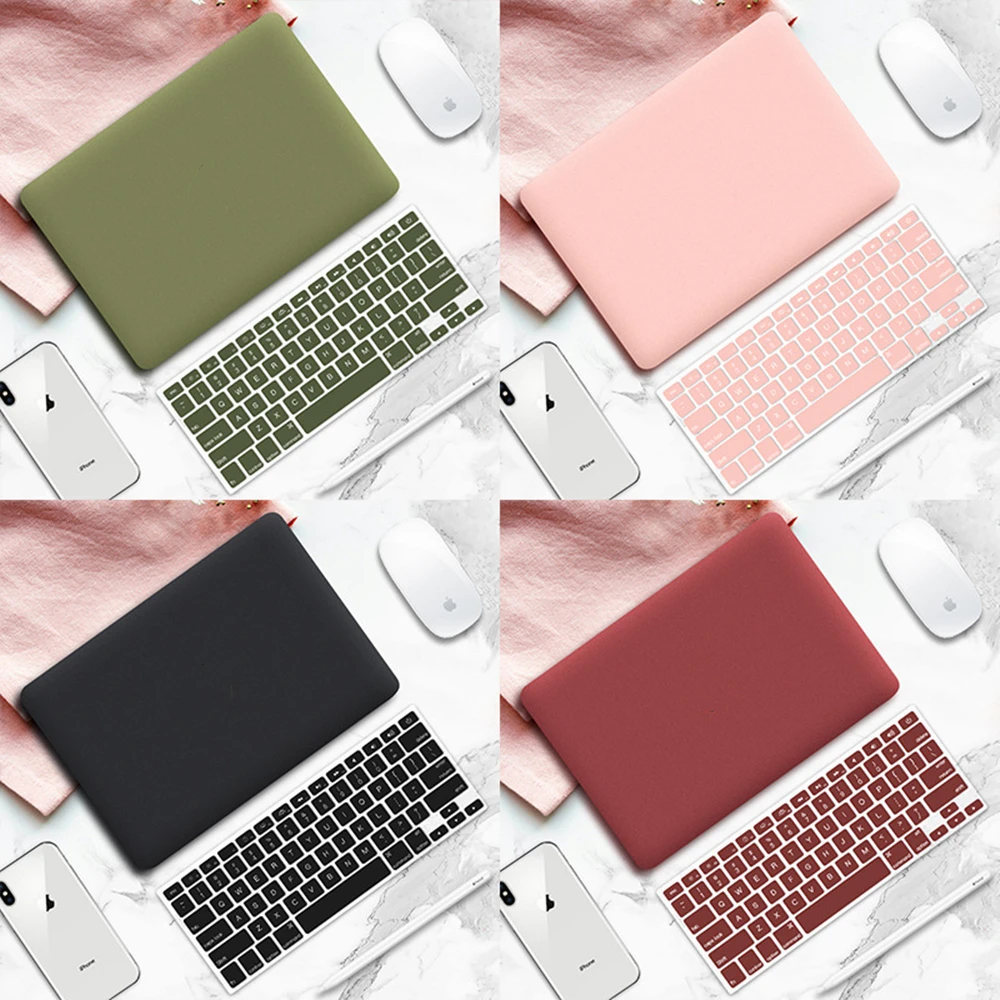 Macaron Cream Texture PC Laptop Notebook Case Bag With Keyboard Cover For Macbook Air Pro 11 12 13 14 15 16 Retina M1 Touch Bar