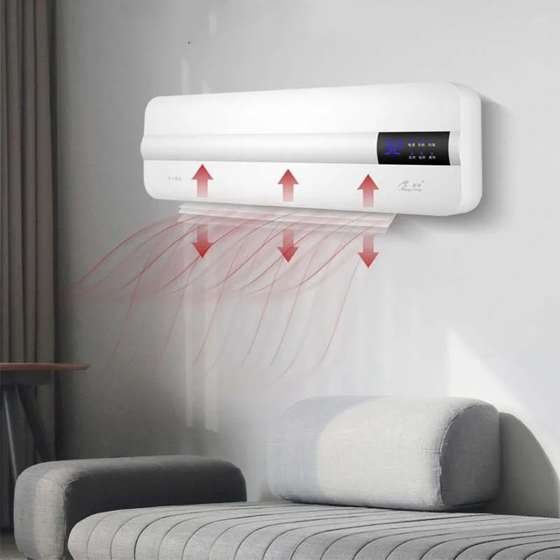 Энергосберегающий настенный вентилятор для отопления кондиционера для дома и спальни, Бесплатная установка, пульт дистанционного