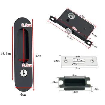 

New Sliding Door Lock Interior Door Pull Lock Modern Anti-theft Room Wood Door Lock Furniture Hardware Accessory Matt Black Hand