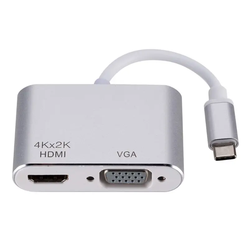 USB C к HDMI 4K VGA адаптер USB 3,1 type C USB-C к VGA HDMI видео конвертеры адаптер для Macbook Pro/Chromebook Pix - Цвет: Silver