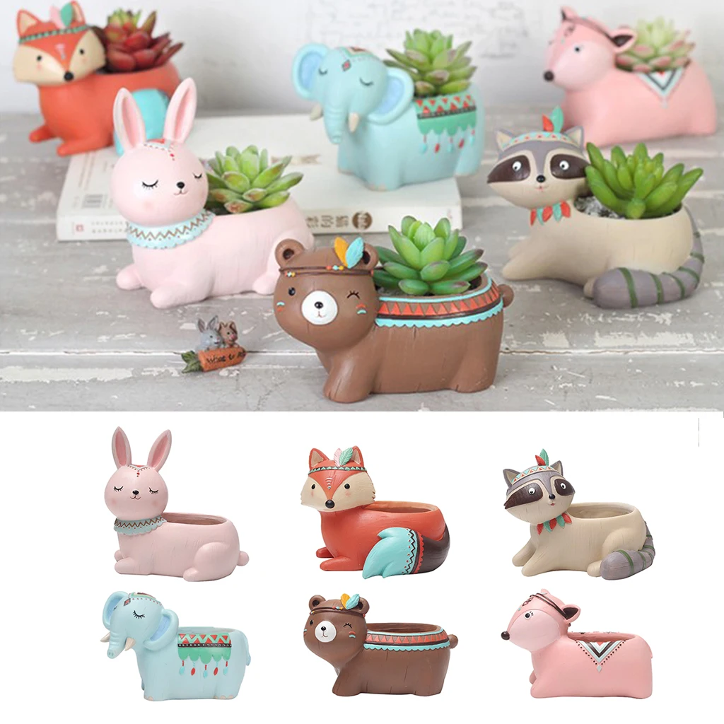 Resin Succulent Pot Cacti Plant Box Fairy Garden DIY Indoor Outdoor Decor