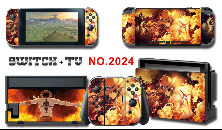 1set New Cute Anime Full Body Sticker for NS Switch Protective Cover Skin Colorful Art for Game Console Joy-Con Controller Decor