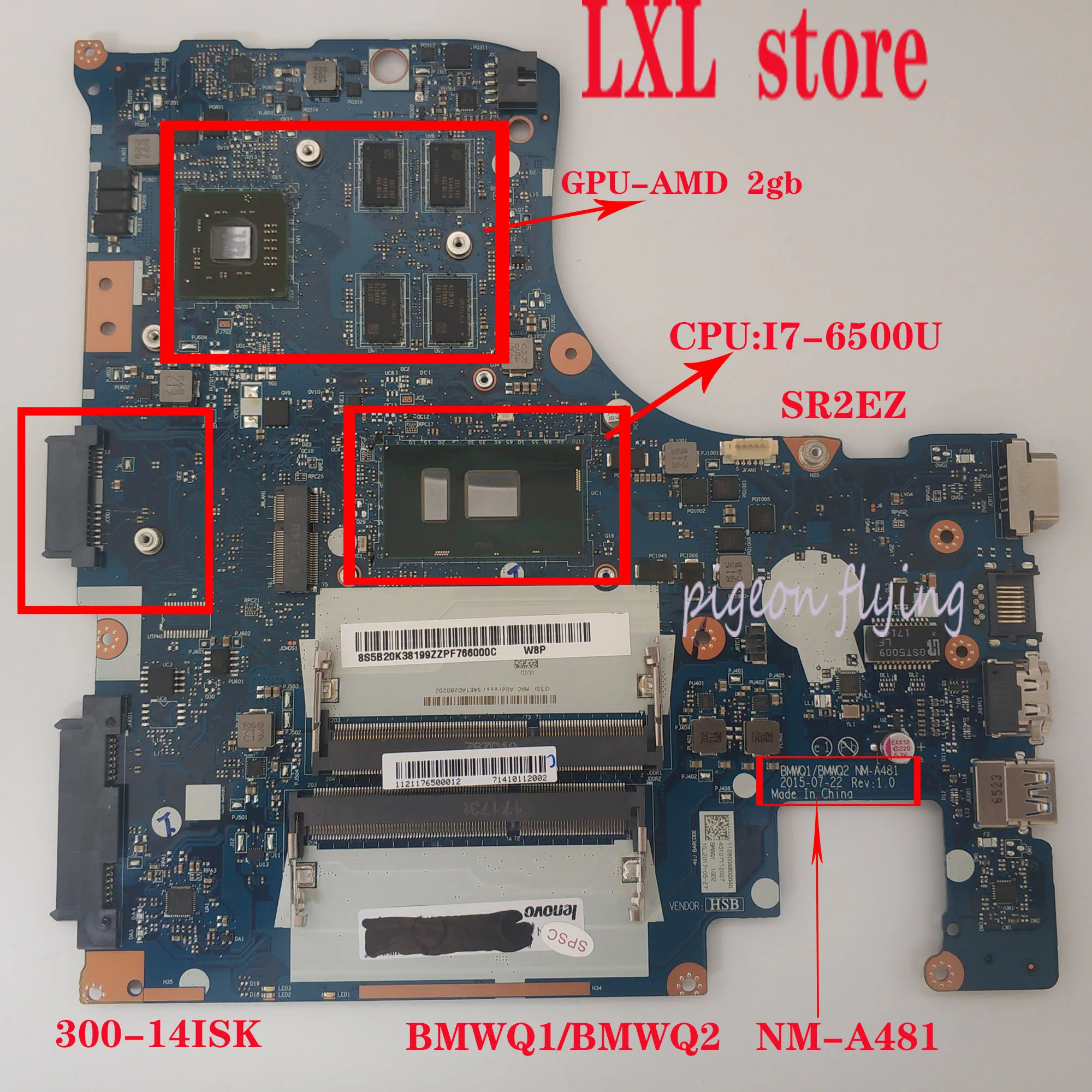 Most effective  NM-A481 for 80Q6 lenovo ideapad 300-14ISK laptop motherboard CPU: I7-6500U GPU-AMD 2GB DDR3 FRU 5B2