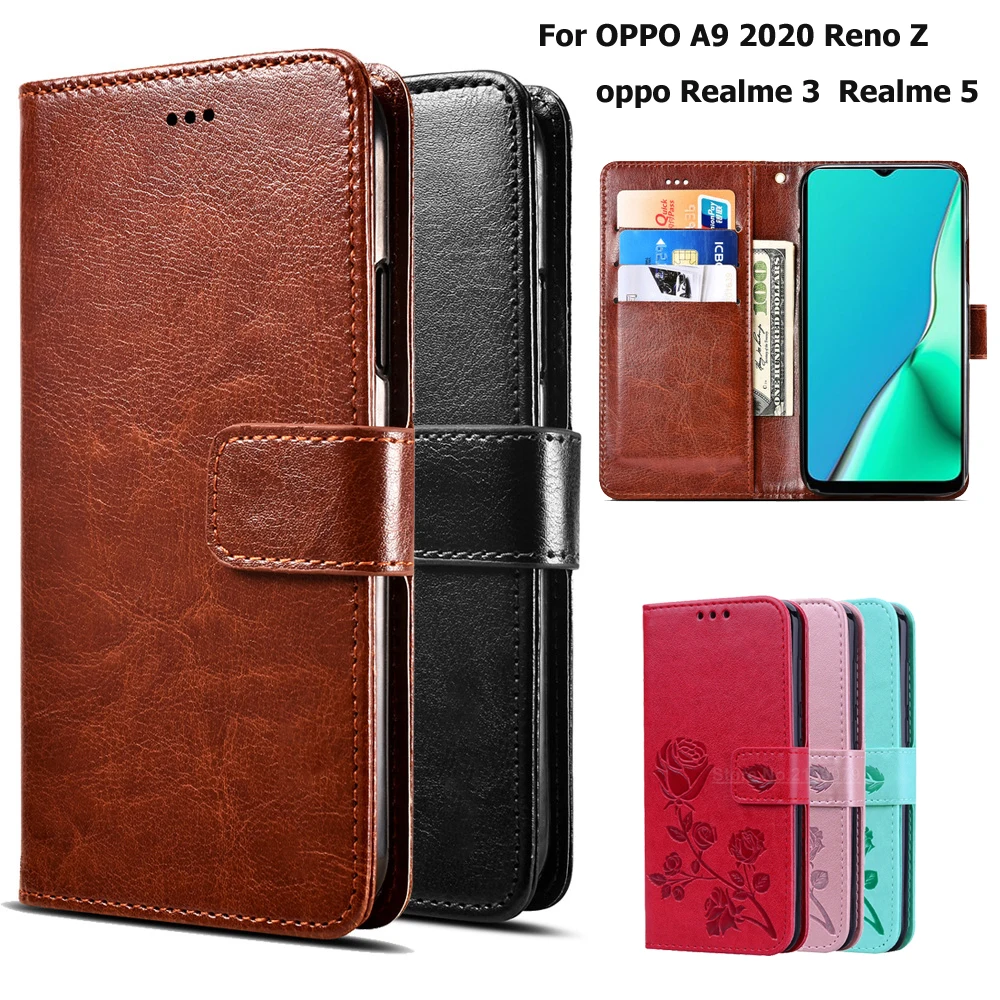 Чехол-книжка из искусственной кожи с рисунком для Oppo A9 2020 Reno Z | Мобильные телефоны