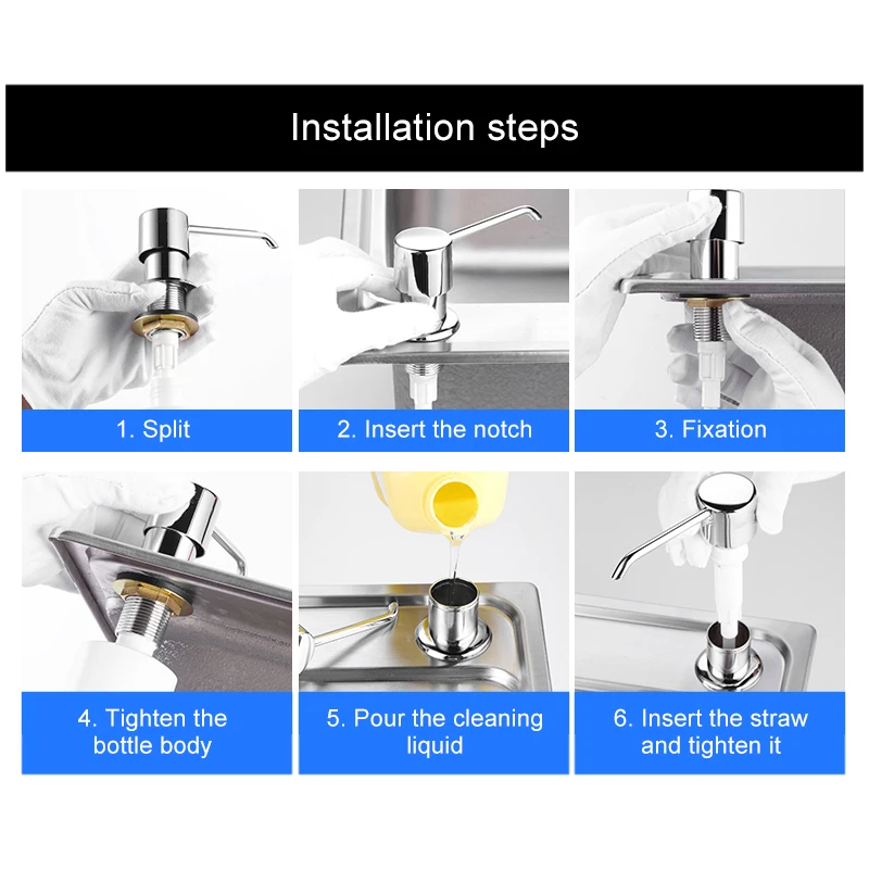 Kitchen Soap Dispensers Stainless Steel Kitchen Sink Counter top Soap Dispenser EL8406 6