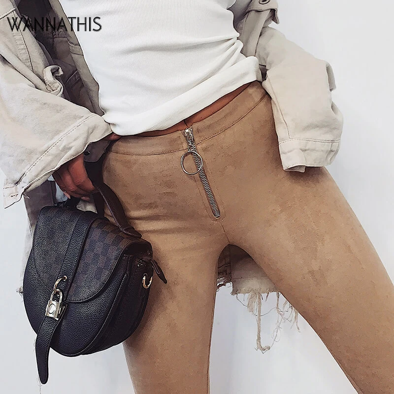 WannaThis/абрикосовые леггинсы с застежкой спереди; брюки из матового бархата; женские узкие брюки-карандаш; женские повседневные капри; сезон осень-зима