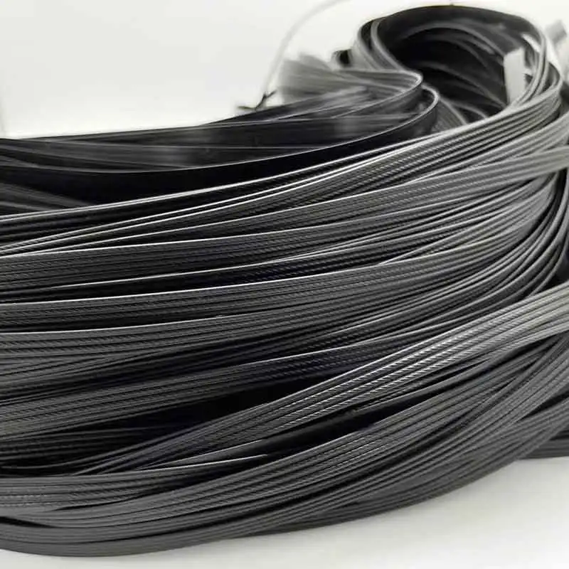 Black four-wire flat synthetic rattan woven material 500G70M used to weave and repair plastic rattan for chairs tables hammoc