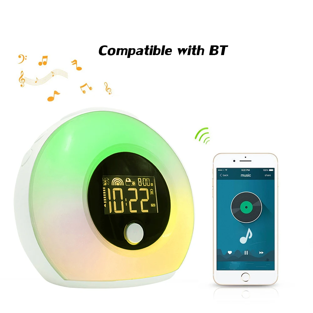 

Musical Sleep Lamp 5W LED Smart Touch Light USB Color BT Speaker Night Light with LCD Clock Display Adjustable Loudspeaker Box
