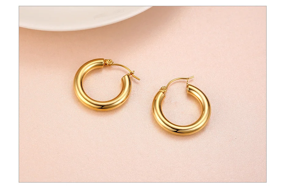 Vnox антиаллергенные серьги-кольца из нержавеющей стали для женщин маленькие круглые женские модные вечерние ювелирные изделия