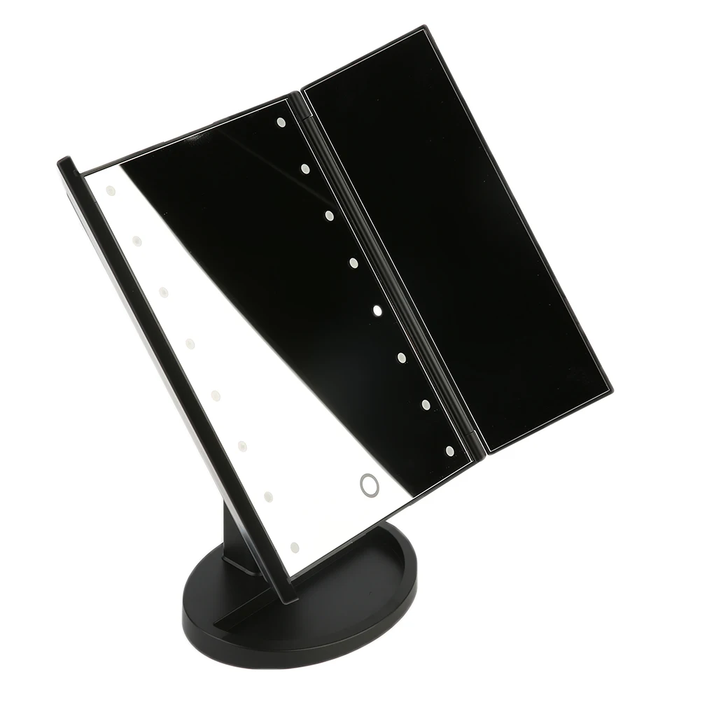 Portable Three Folding Table LED Lamp Luminous Makeup Mirror Cosmetic Adjustable Tabletop Countertop 16 LED lights 5