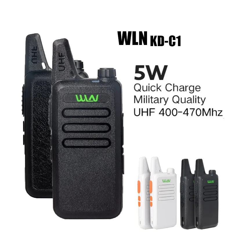 2 uds. Walkie Talkie WLN KD-C1 UHF 400-470 MHz 5W potencia 16 canales Kaili MINI transmisor portátil C1 Radio de dos vías