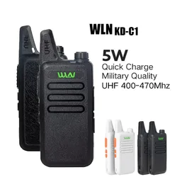WLN KD C1 – walkie talkie UHF 400 470 MHz, 2 pièces, puissance 5W, 16 canaux, Kaili, MINI émetteur récepteur portable C1, Radio bidirectionnelle 