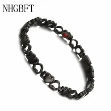 NHGBFT Нержавеющая сталь Черный цвет Германий браслеты мужские полые любовь сердца магниты здоровая энергия браслеты