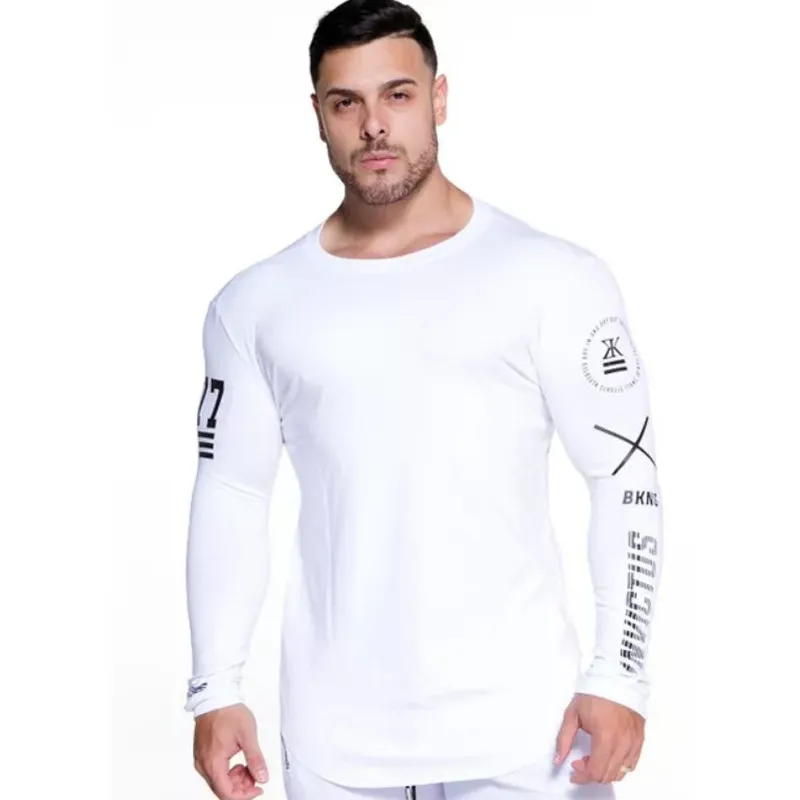 

Men Bodybuilding Long sleeve t shirt Man Casual Fashion Skinny T-Shirt Male Fitness Workout Tees Tops Jogger Brand Clothing