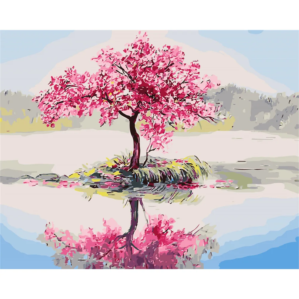 YANXIN DIY Frame Painting By Numbers Pictures Landscape DIY Frame Oil