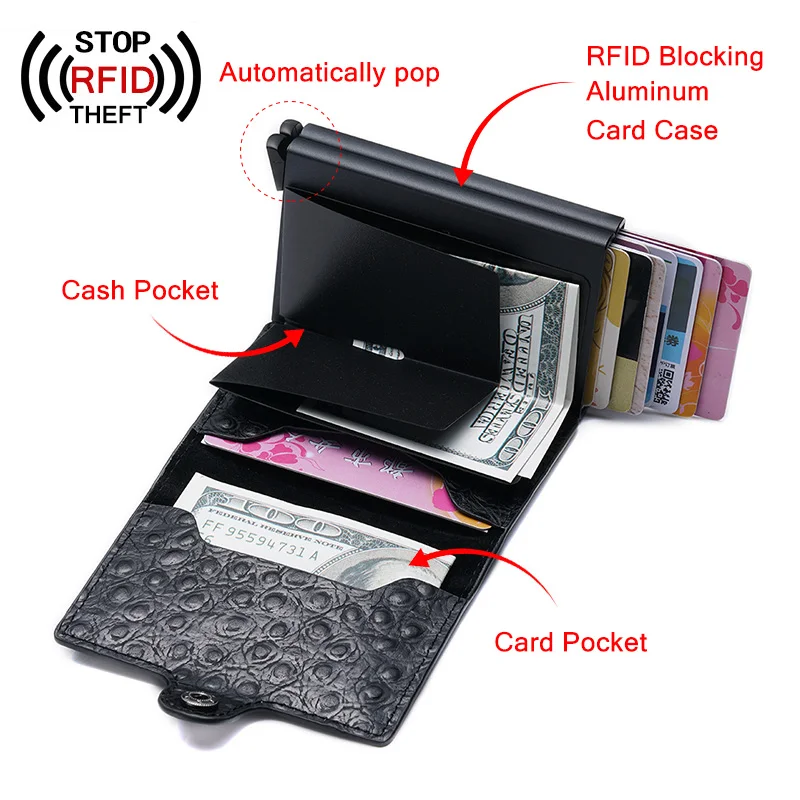 Модные мужские двухслойные кошельки с технологией Rfid для мужчин кошелек