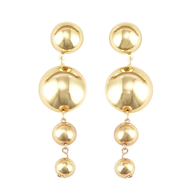 

2019 Korean Statement Handmade Unique Long Tassel Summer Earrings Geometric Round Gold Beads Big Dangle Drop Earrings for Women