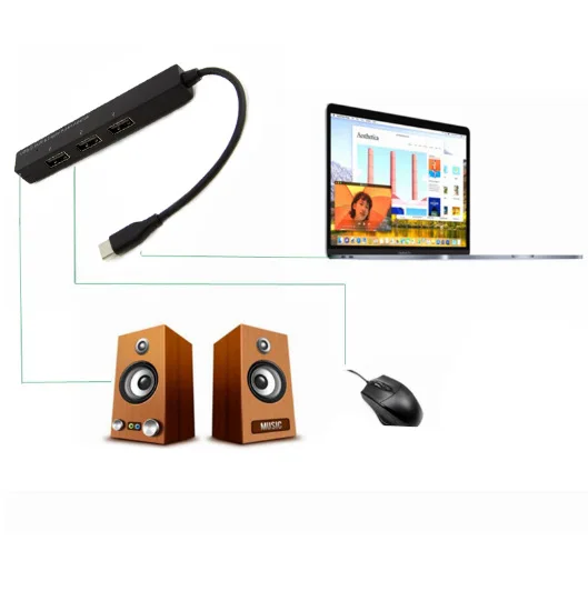 Цифровой аудио конвертер type-C с usb-концентратором для мобильного телефона компьютера с интерфейсом USB-C