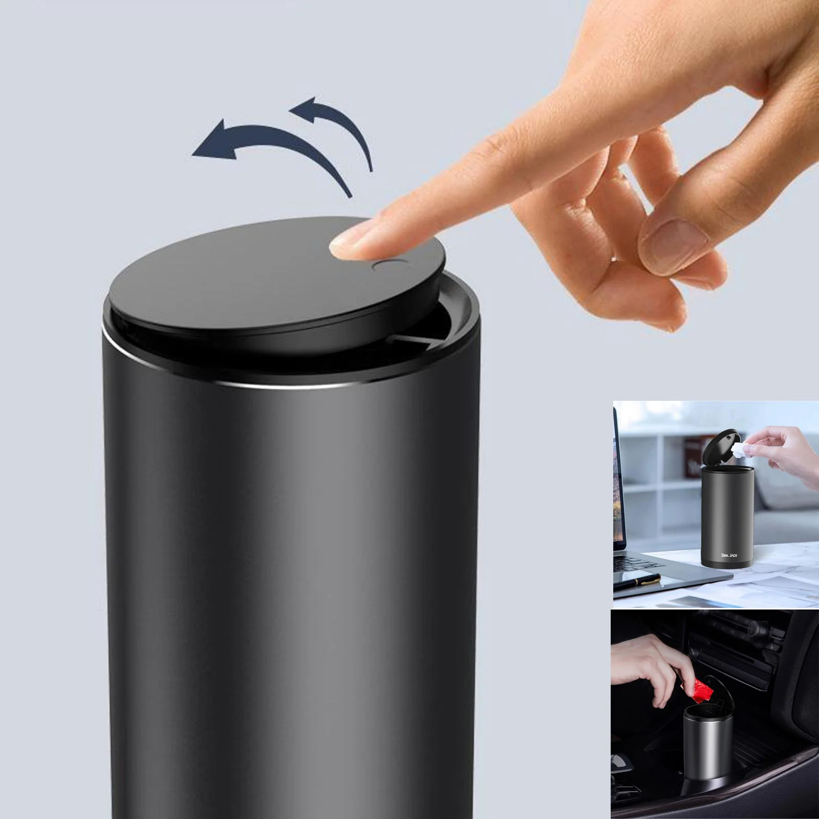 Car Trash Can Alloy Garbage Bin Organizer Storage Holder Bag