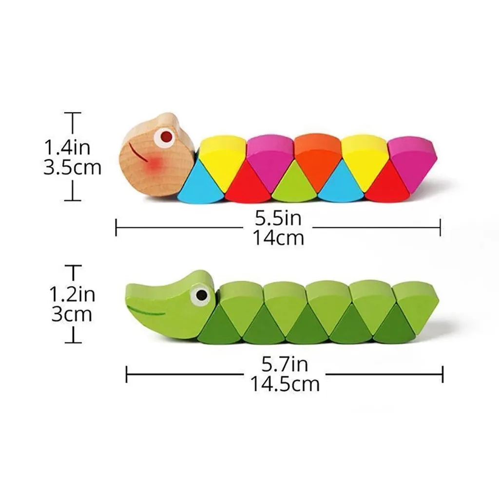 2 шт. в упаковке, красочная деревянная скрученная игрушечная гусеница для детей, обучающая Дидактическая головоломка, забавная игрушка, детские игрушки, Zabawki игрушки, Новинка