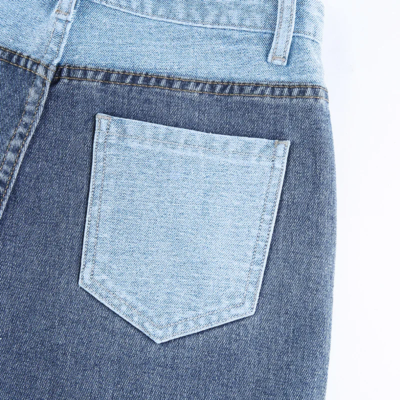 SIDDONS Jeans For Women Fashion Patchwork Jeans Baggy Pants Women Streetwear Cargo Pants High Waisted Denim Straight Trousers