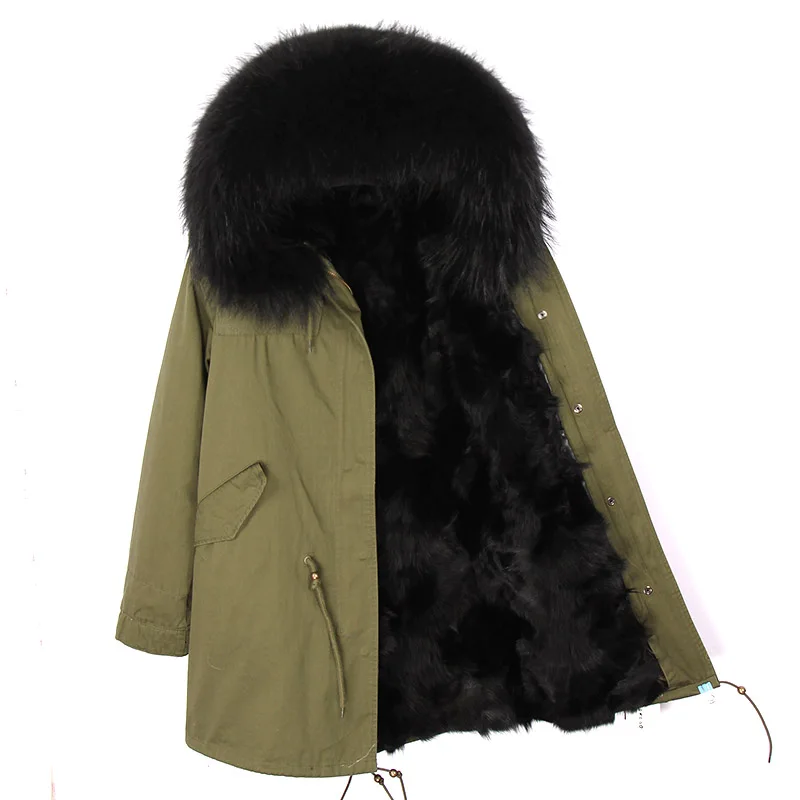 real natural fur coat raccoon fur collar hooded real fox fur liner outwear high quality new man long parka winter jacket