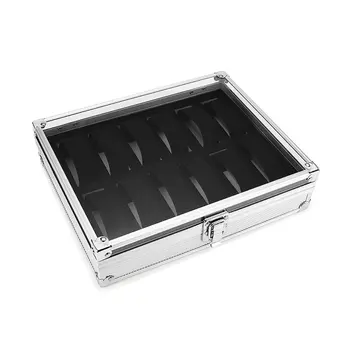 

12 Slots Aluminum Alloy Watch Organizer Display Storage Box Mechanical Watches Box Flip Cover Showcase 65291020A