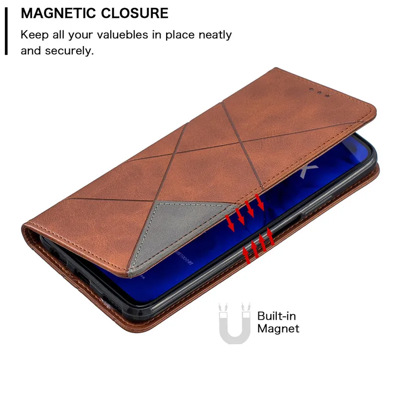 Suncase - Custodia in vera pelle compatibile con TCL 10L, edizione sottile, con linguetta di estrazione e chiusura magnetica, colore: Cognac