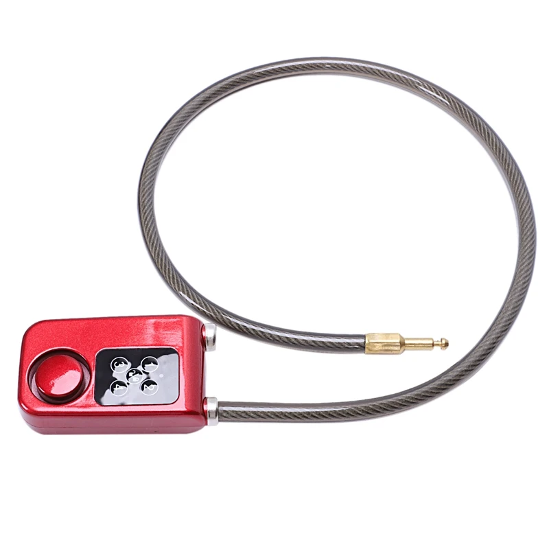 Electric Digital Door Lock With Wire Rope Waterproof Home Anti Theft Lock With 110Db Alarm For Door& Bicycle(Red