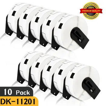 

10PK DK1201 Address Labels for Brother DK Labels (With Holders) Standard White Thermal Roll Paper Label DK 11201 DK-11201 Print