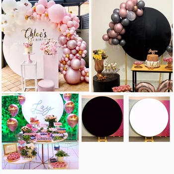 

White Circle backdrop Black round background customize wedding birthday party event candy dessert table cover photo studio