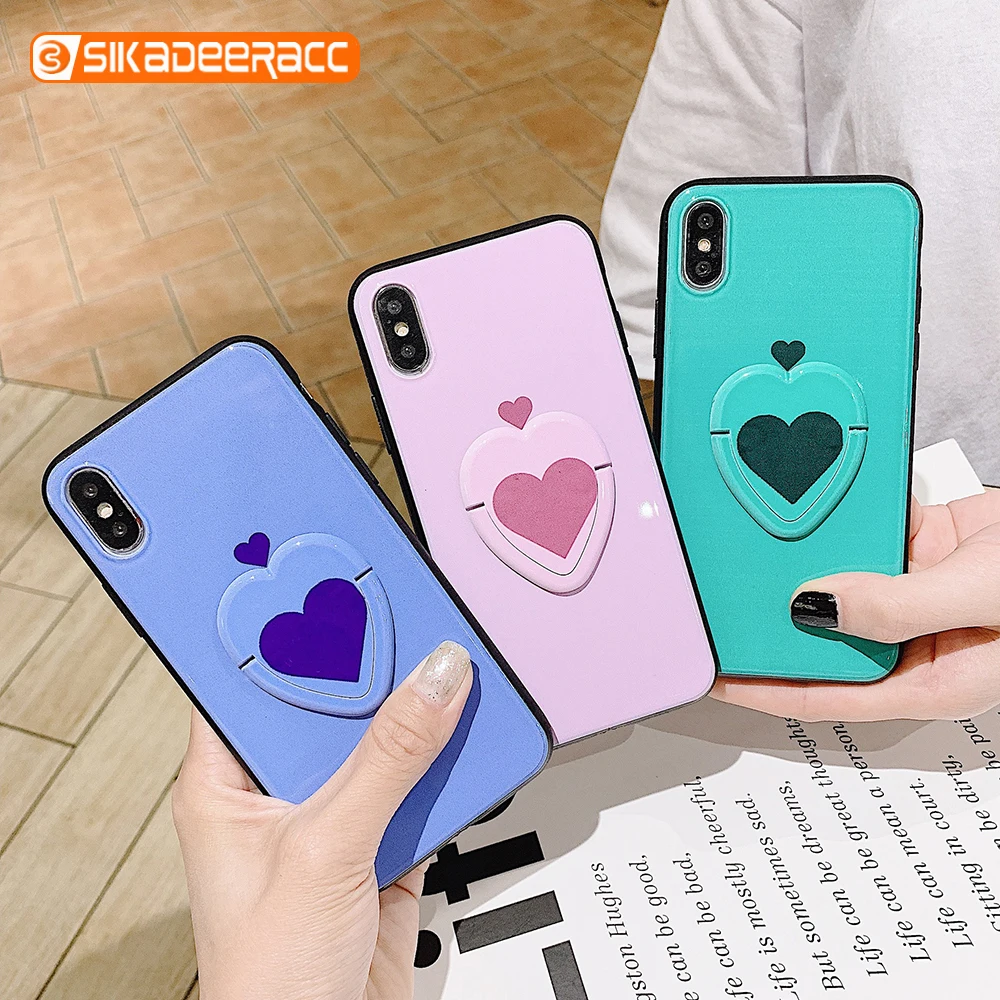 Сердце Стенд Кронштейн кольцо чехол для телефона iPhone 6 6s 7 8 Plus X XS Max XR медведь