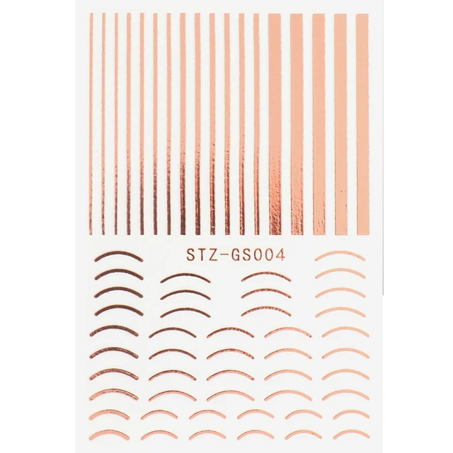 3D Lines Nail Stickers DIY Rose Gold Metal Stripe Lines Letters Decals Curve Nail Art Sliders Self Adhesive Decorations Manicure 03
