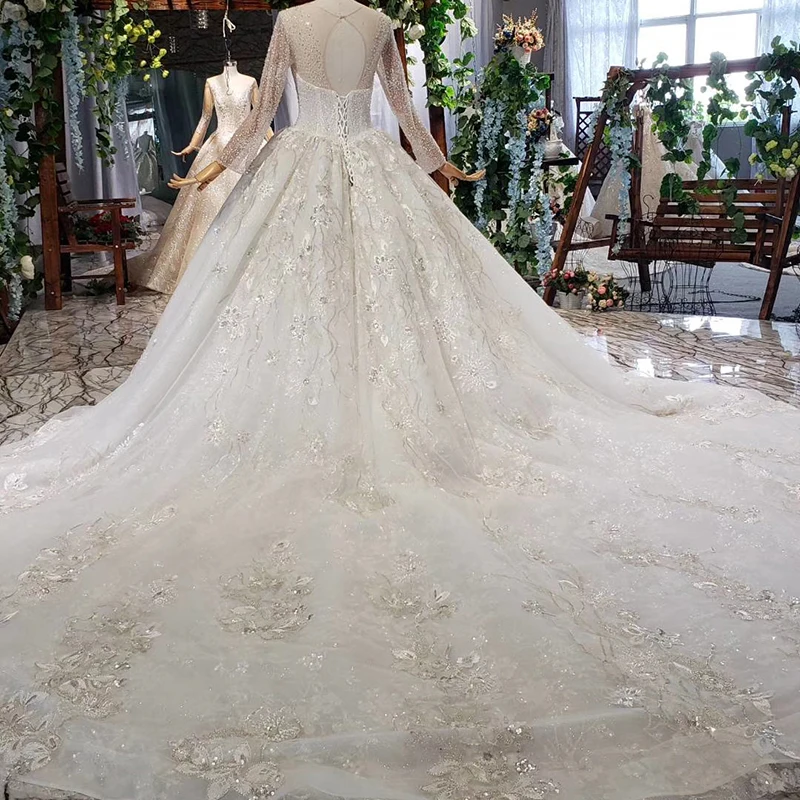 BacklakeGirls Роскошные Часовня Поезд бальное платье Свадебные платья Robe De Mariee Великолепные Свадебные платья с бусинами Vestido De Noiva