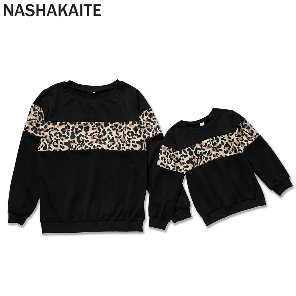 NASHAKAITE/Одинаковая одежда для мамы и дочки Семейный свитшот с леопардовым принтом