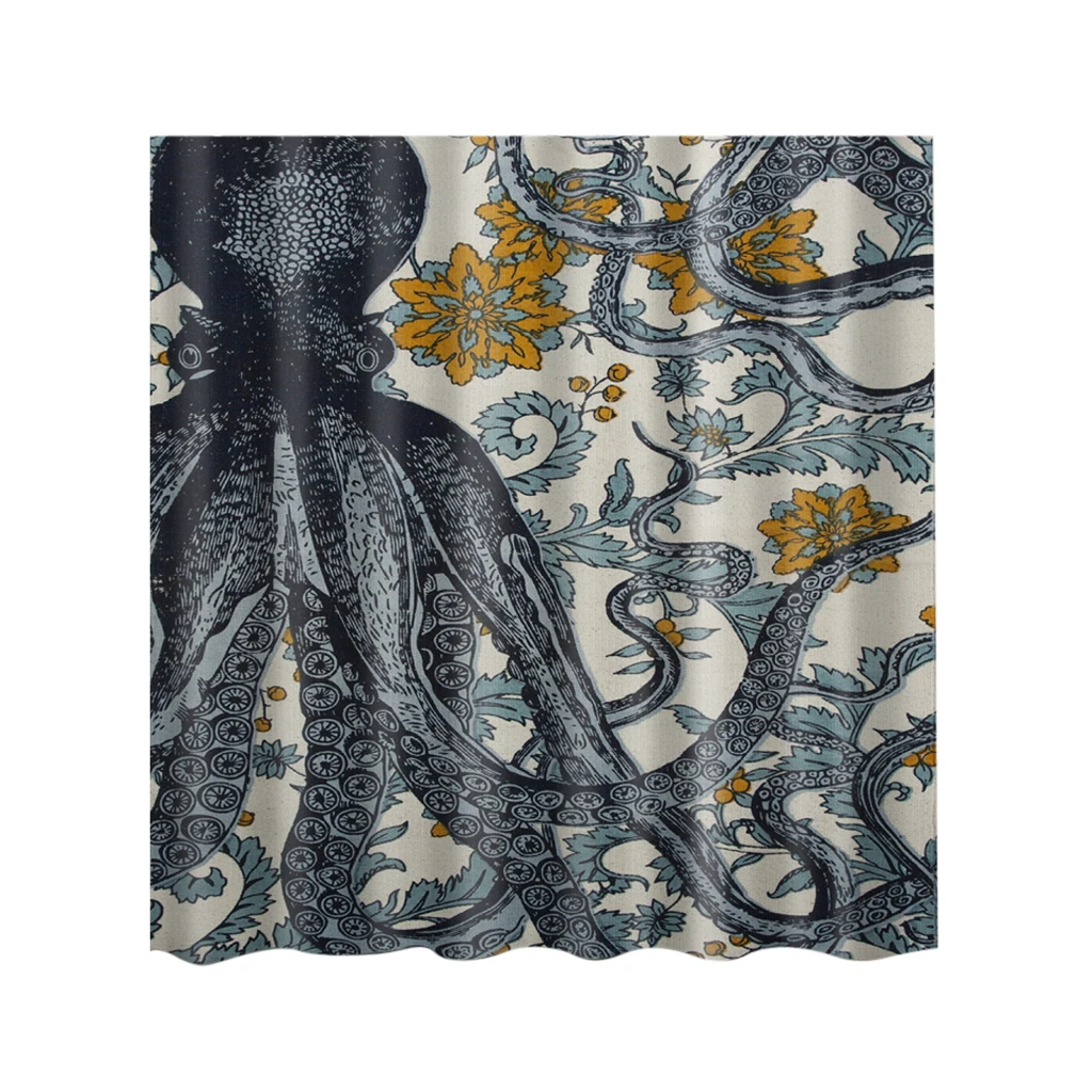 Fabric Waterproof Bathroom Shower Curtain Divider Panel With 12 Hooks Set