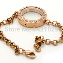 Уникальный дизайн, розовое золото, круглые стразы, нержавеющая сталь, Магнитный Плавающий Медальон, браслет