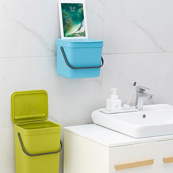 

3/5/7/12L Plastic Trash Bin Kitchen Cabinet Door Hanging Trash Bin Trash Can Wall Mounted Bathroom Garbage Bucket Dustbin Box
