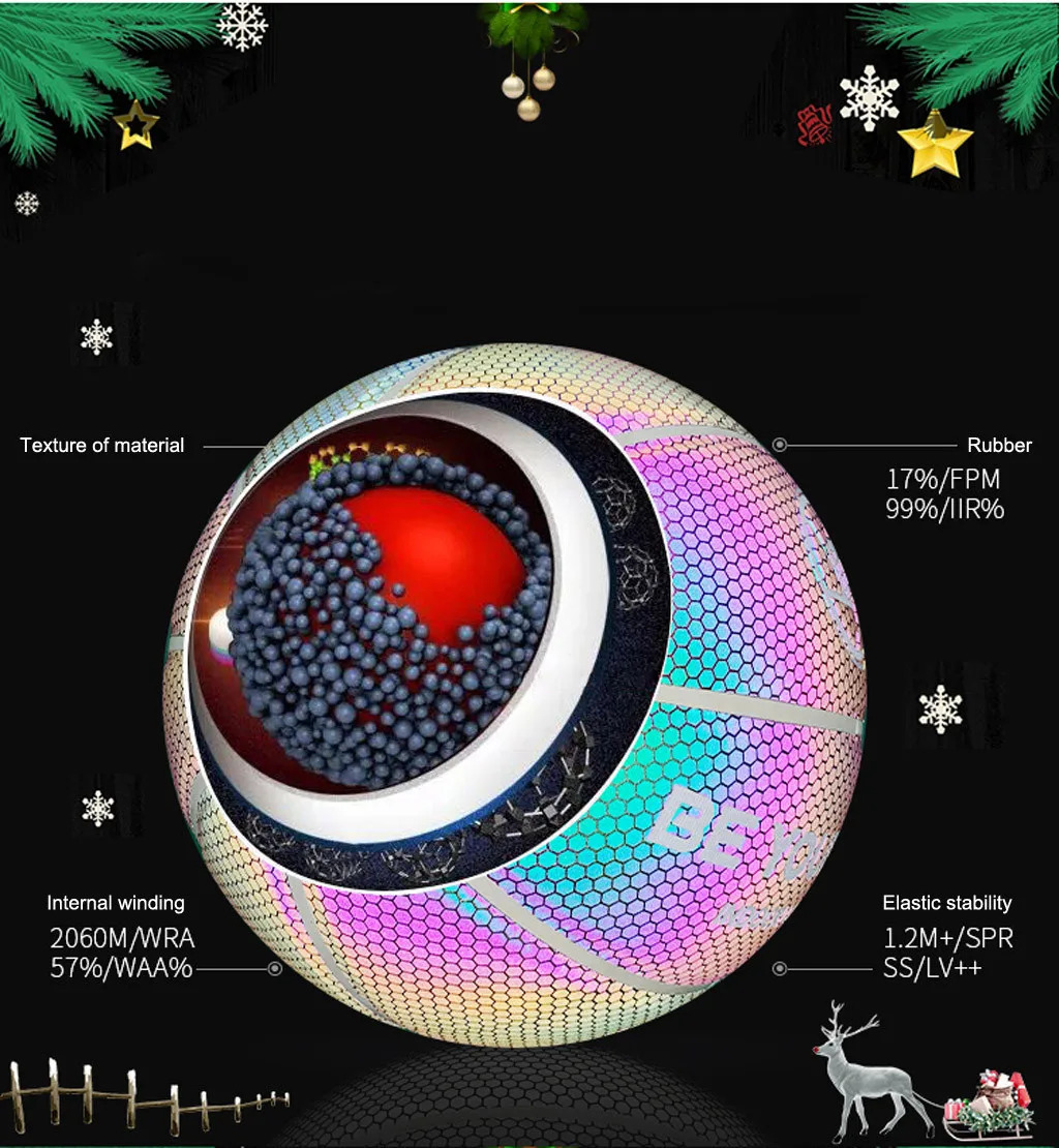 Size 7 Luminous Basketball Battery-Free Glowing Basketball Children Trainning Adults Kids Sports toy Child Early Training Game#D