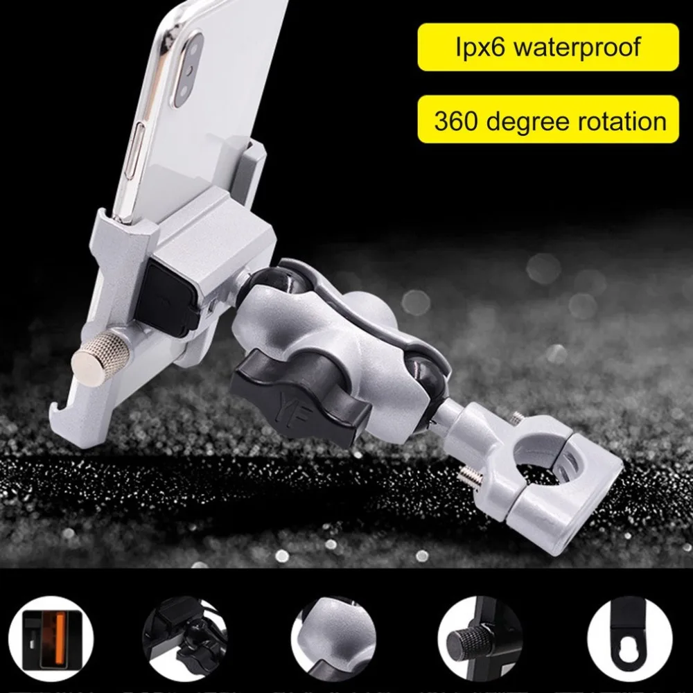 Водонепроницаемое металлическое Крепление для смартфона мотоцикла с QC 3,0 USB быстрое зарядное устройство для мотоцикла зеркальный держатель для руля