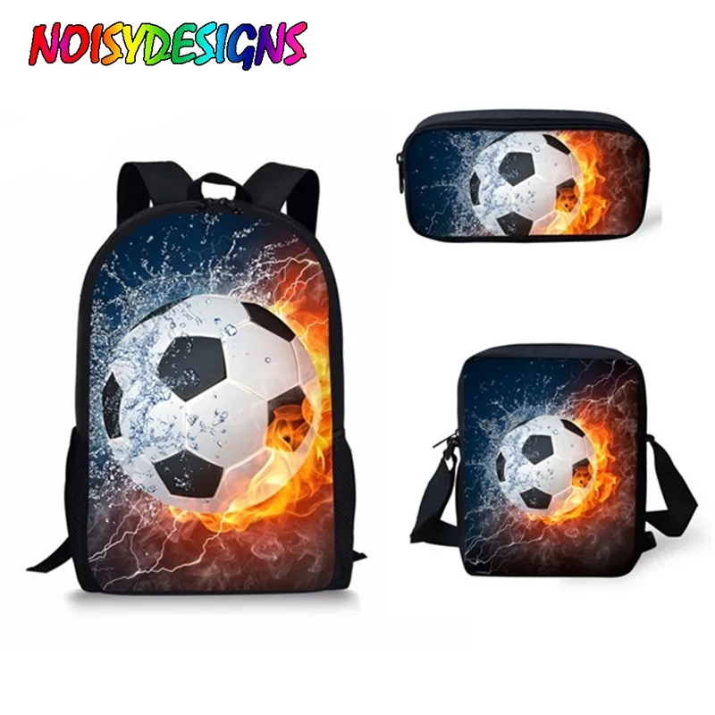 NOISYDESIGNS/детские школьные сумки с 3D принтом в виде шариков для ног, 3 шт., школьный рюкзак для подростков мальчиков и девочек, школьные сумки