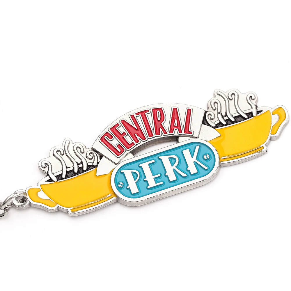 TV Series Friends Keychain Central Perk Coffee Time Metal pendant Key chain car keyring Christmas Gifts for Friends keys holder