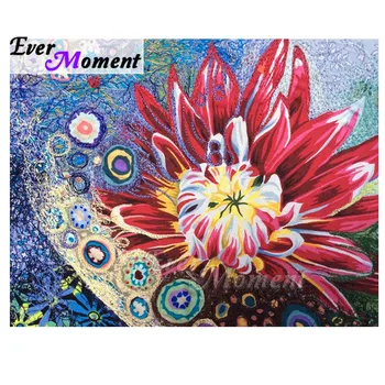 

Ever Moment Diamond Painting Cross Stitch Red Flower Blue Full Square Drill Rhinestone Diamond Embroidery Decoration 3F2291