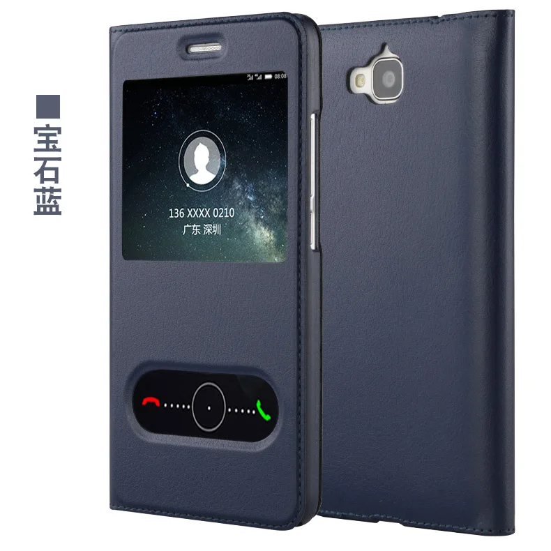 Кожаный чехол для huawei Honor 4C Pro, откидная задняя крышка для huawei 4C Pro Honor TIT-L01, защитная сумка для телефона, чехол с окошком - Цвет: dark blue