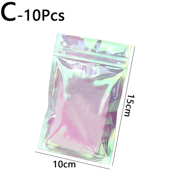 10 шт мини мешки Ziplock пластиковые розовый лазер сумка для хранения ...